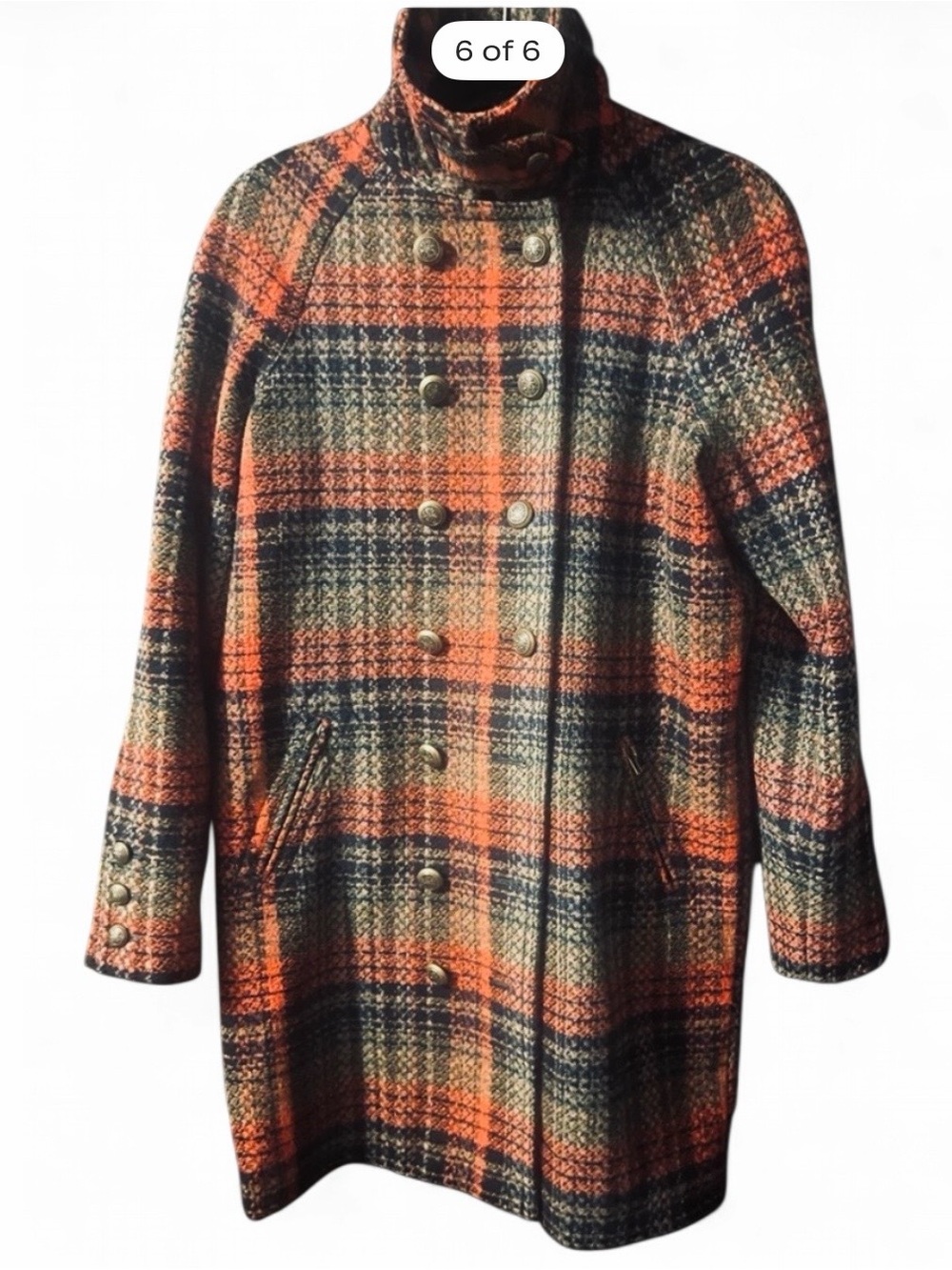 Free People Vintage-Inspired Mod Plaid Coat
